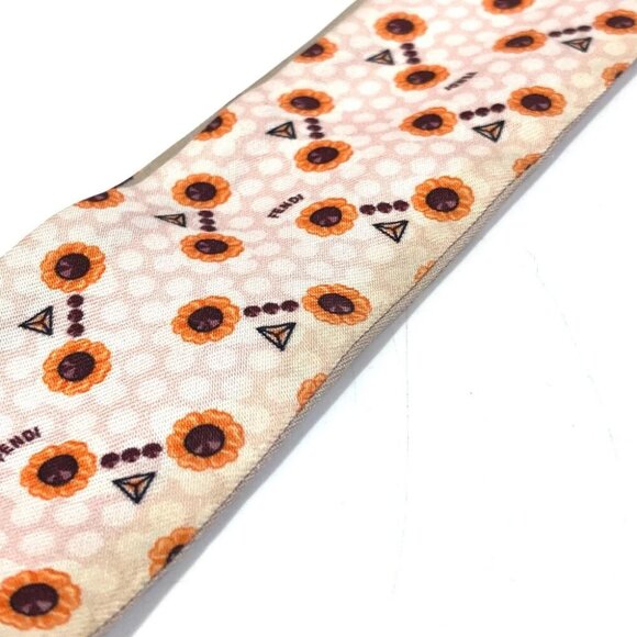 FENDI Band Scarf Rappie Flower pattern Scarf silk Pink Based - Picture 3 of 12